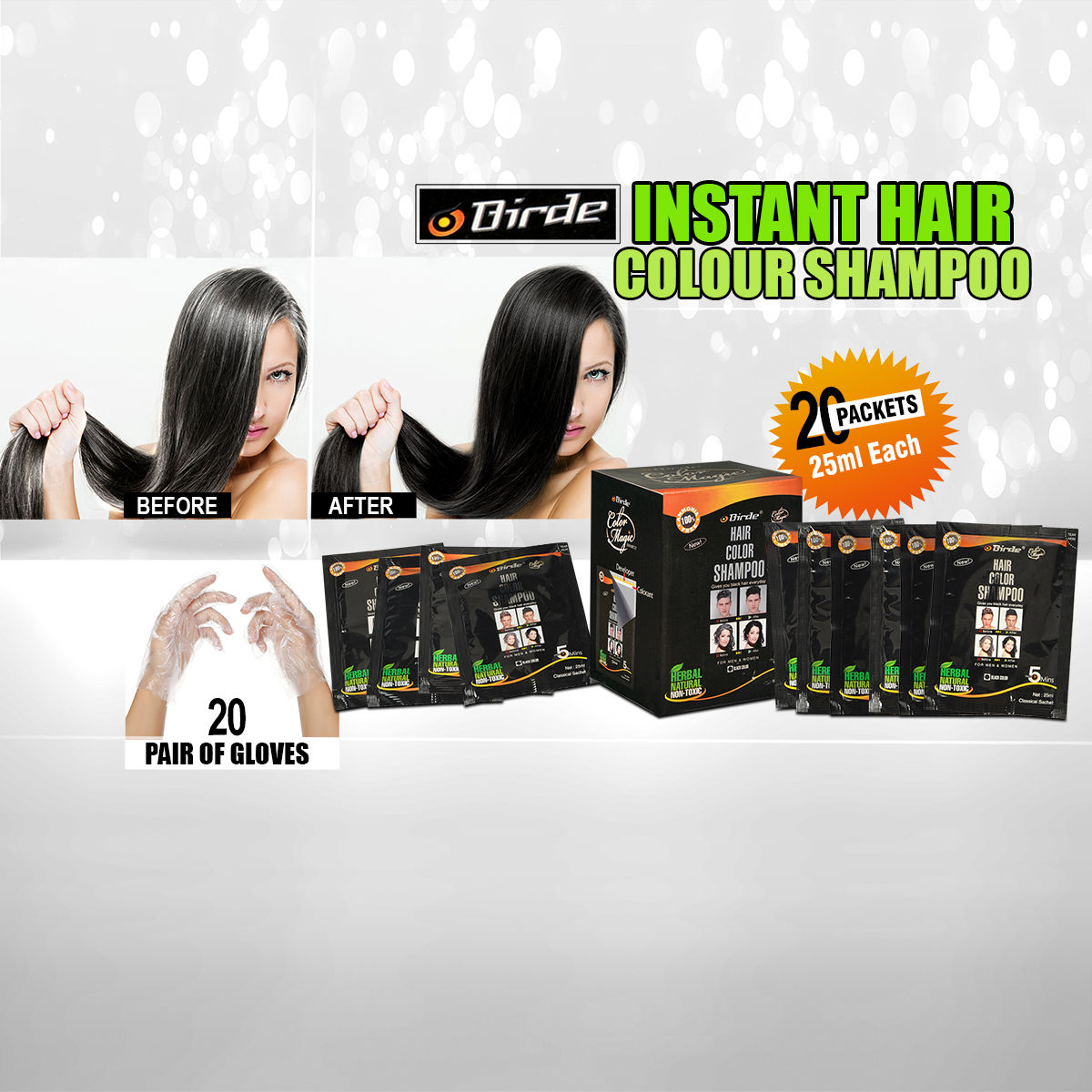 Birde Instant Hair Colour Shampoo